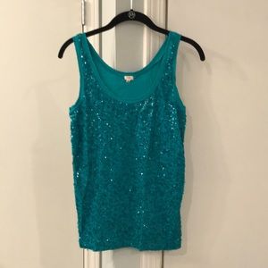J.Crew Sequin Tank Top Teal